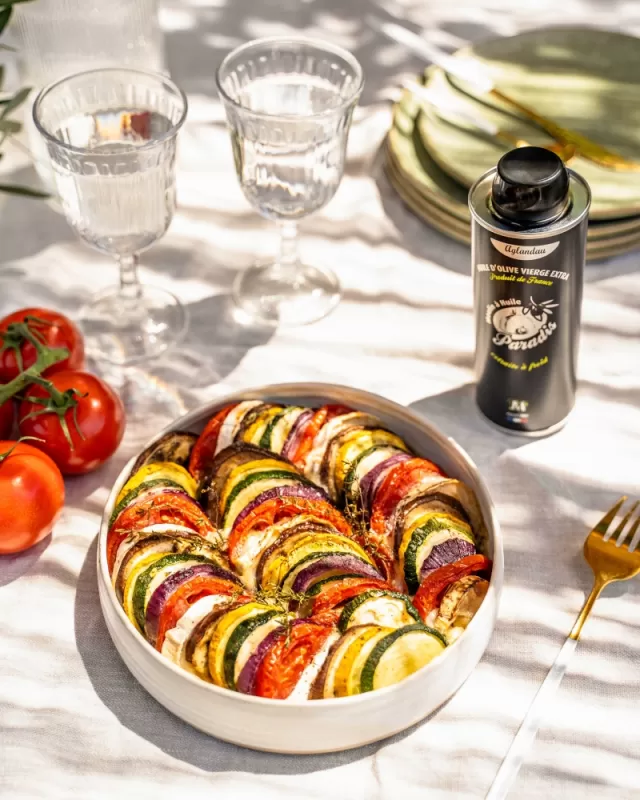 Recette Tian de légumes, huile d'Aglandau, Martignargues et à Saint-Maximin, Moulin à Huile Paradis