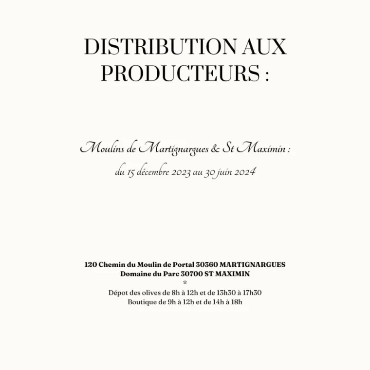 Distribution aux producteurs