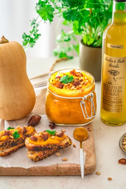 Recette de tartinade automnale butternut, pignon et picholine